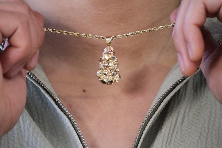 14KT Nugget Diamond Pendant