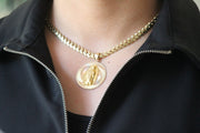 14KT Virgen Mary Diamond-Cut Tri-Color