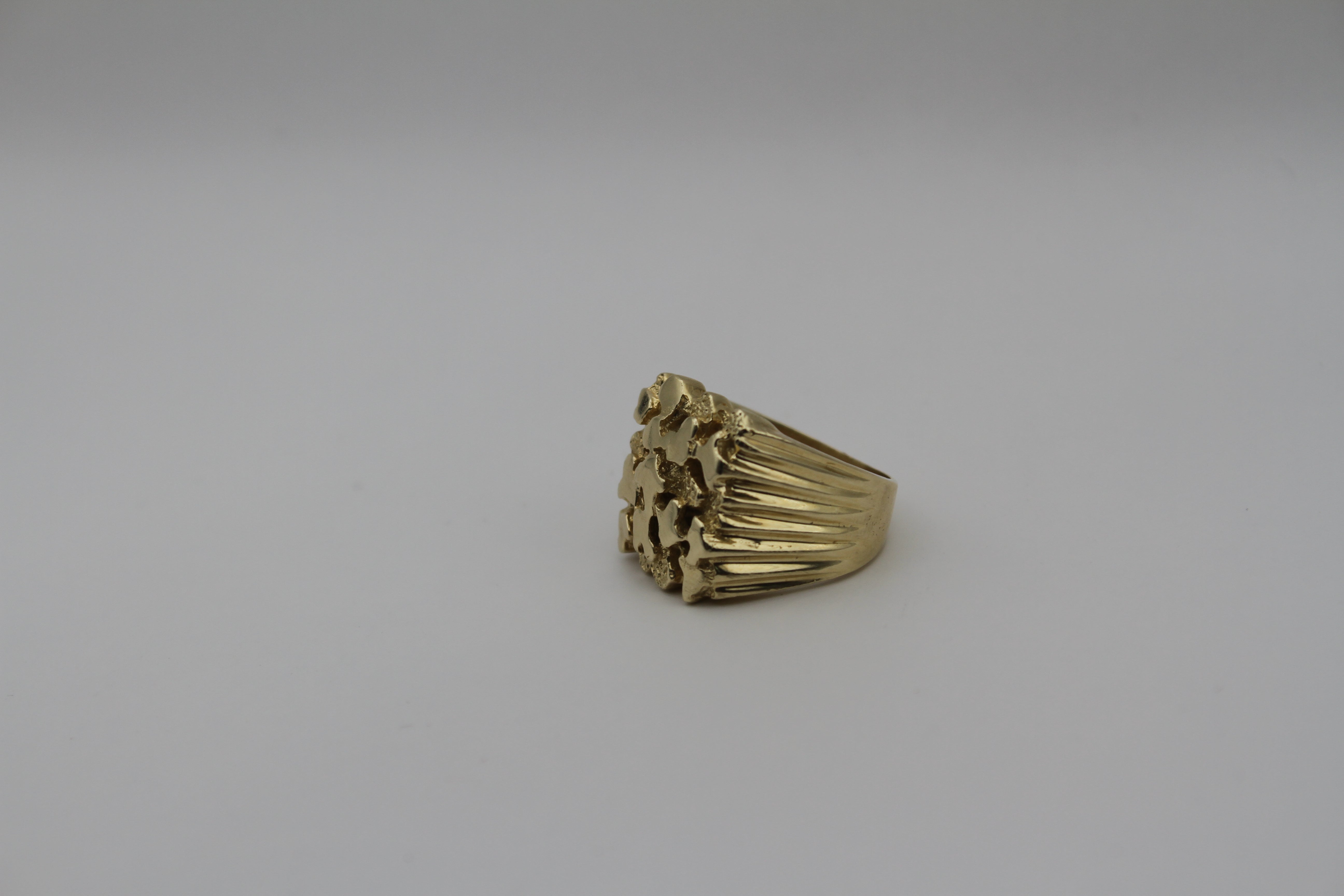 14KT NUGGET MENS RING