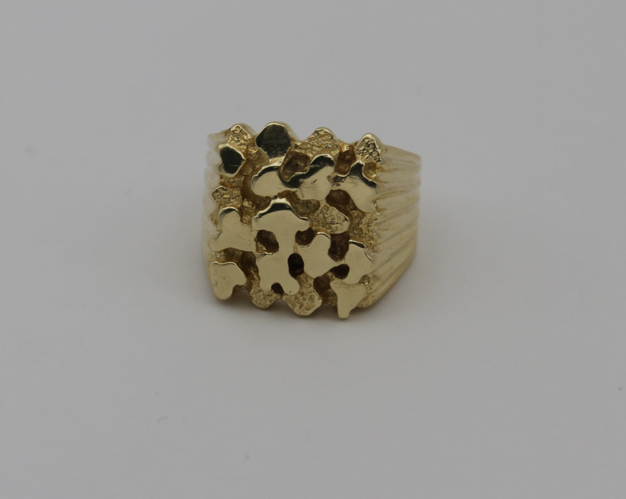 14KT NUGGET MENS RING