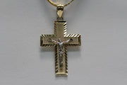 Jesus Crucifix 14KT Two-Tone Diamond Cut