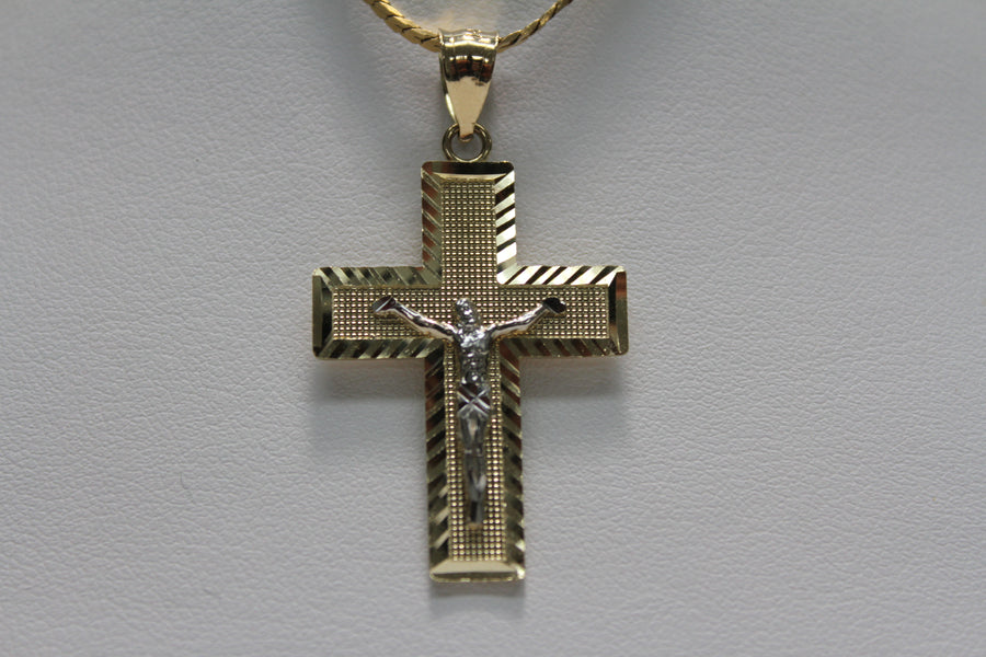 Jesus Crucifix 14KT Two-Tone Diamond Cut