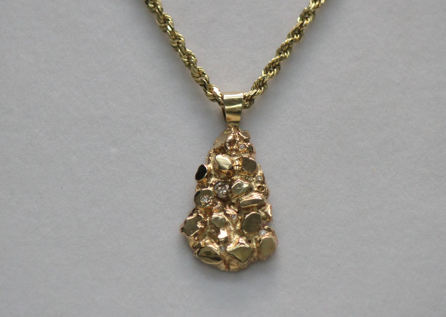 14KT Nugget Diamond Pendant